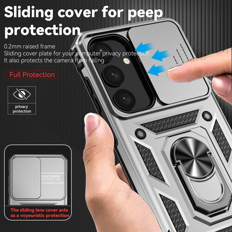 For Samsung Galaxy S25 5G Sliding Camshield Holder Phone Case(Silver) by buy2fix