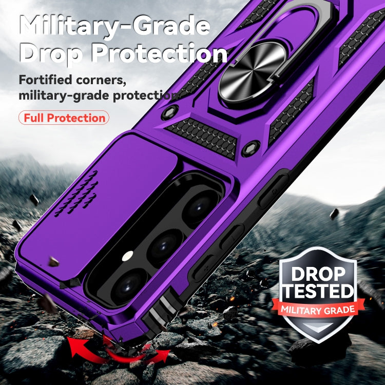 For Samsung Galaxy S25 5G Sliding Camshield Holder Phone Case(Purple) by buy2fix
