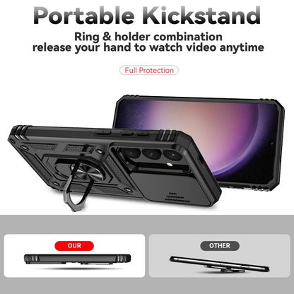 For Samsung Galaxy S25+ 5G Sliding Camshield Holder Phone Case(Black) by buy2fix