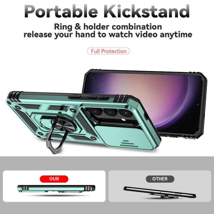 For Samsung Galaxy S25+ 5G Sliding Camshield Holder Phone Case(Green) by buy2fix