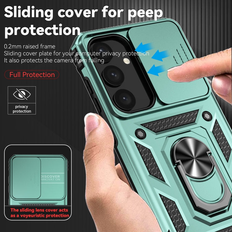 For Samsung Galaxy S25+ 5G Sliding Camshield Holder Phone Case(Green) by buy2fix