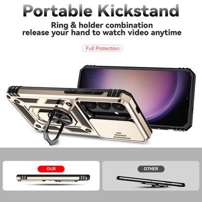 For Samsung Galaxy S25+ 5G Sliding Camshield Holder Phone Case(Rose Gold) by buy2fix