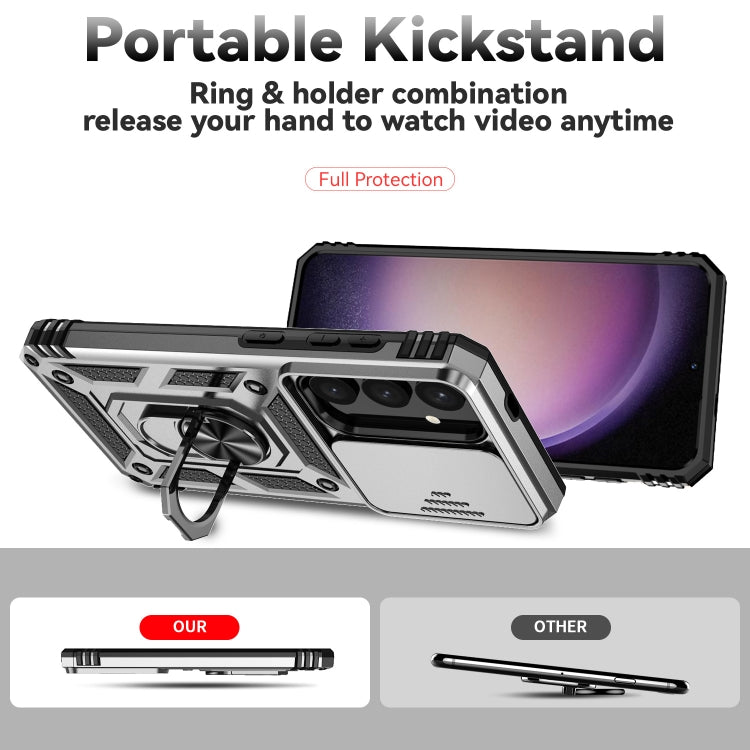 For Samsung Galaxy S25+ 5G Sliding Camshield Holder Phone Case(Silver) by buy2fix