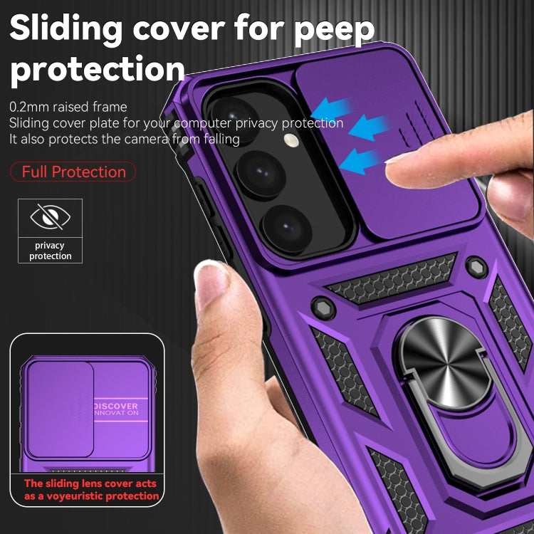 For Samsung Galaxy S25+ 5G Sliding Camshield Holder Phone Case(Purple) by buy2fix