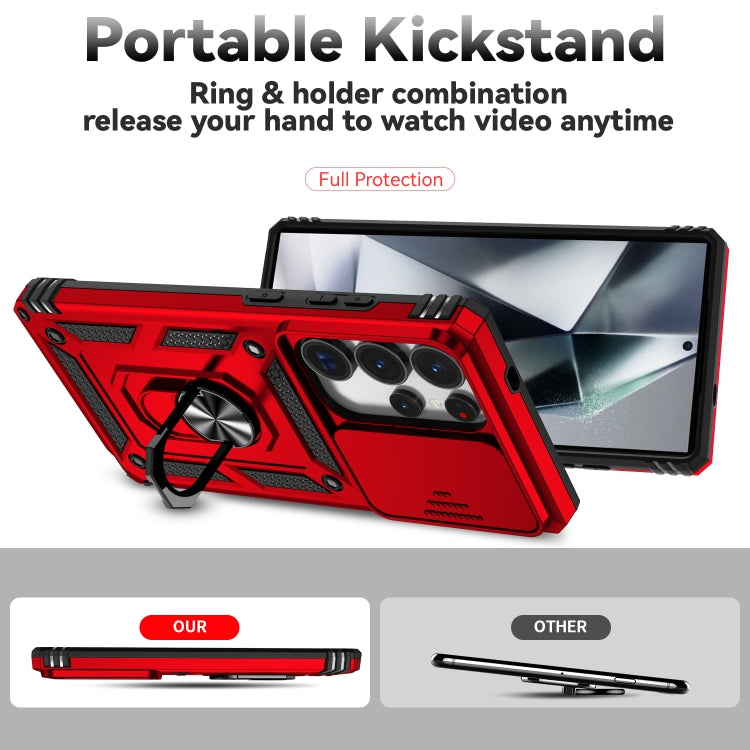 For Samsung Galaxy S25 Ultra 5G Sliding Camshield Holder Phone Case(Red) by buy2fix