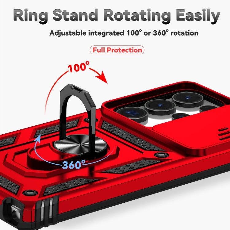 For Samsung Galaxy S25 Ultra 5G Sliding Camshield Holder Phone Case(Red) by buy2fix