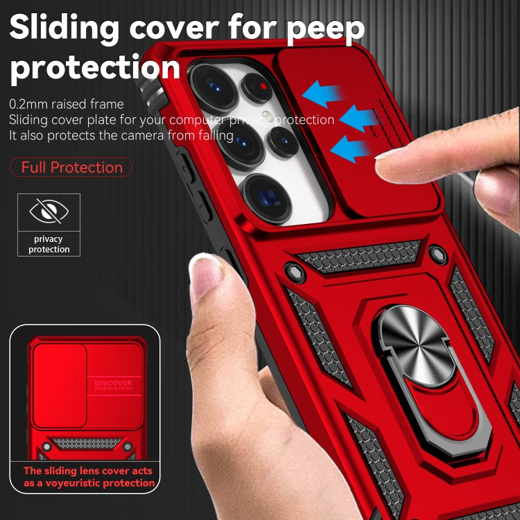For Samsung Galaxy S25 Ultra 5G Sliding Camshield Holder Phone Case(Red) by buy2fix