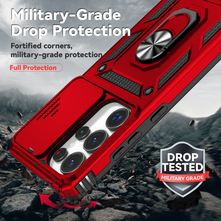 For Samsung Galaxy S25 Ultra 5G Sliding Camshield Holder Phone Case(Red) by buy2fix