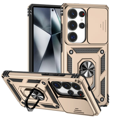 For Samsung Galaxy S25 Ultra 5G Sliding Camshield Holder Phone Case(Gold) by buy2fix