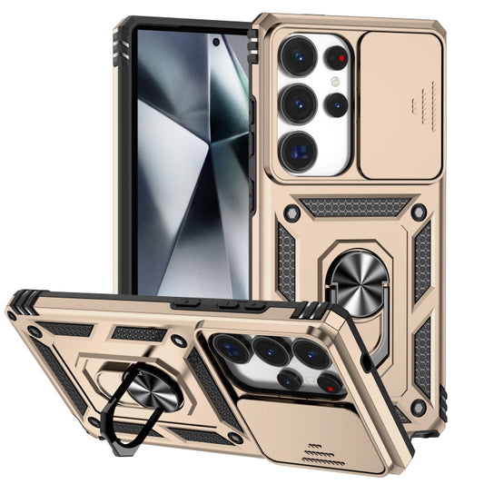 For Samsung Galaxy S25 Ultra 5G Sliding Camshield Holder Phone Case(Gold) by buy2fix