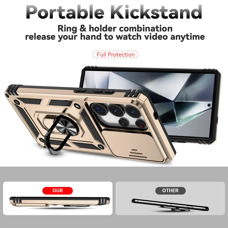 For Samsung Galaxy S25 Ultra 5G Sliding Camshield Holder Phone Case(Gold) by buy2fix