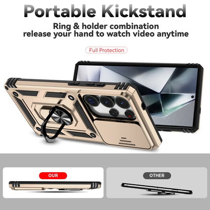 For Samsung Galaxy S25 Ultra 5G Sliding Camshield Holder Phone Case(Gold) by buy2fix