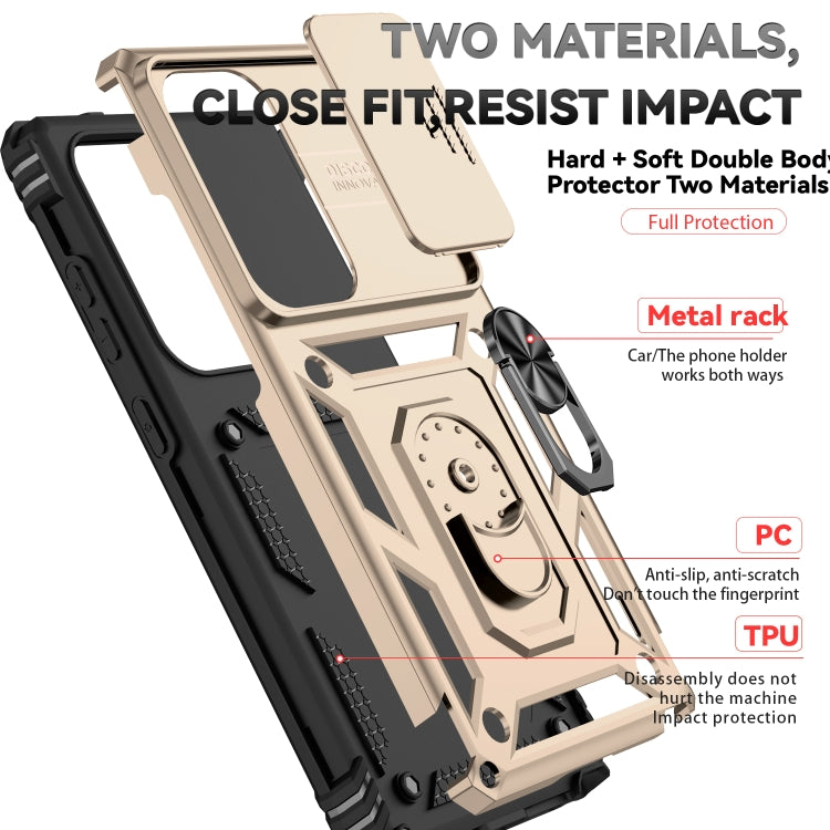 For Samsung Galaxy S25 Ultra 5G Sliding Camshield Holder Phone Case(Gold) by buy2fix