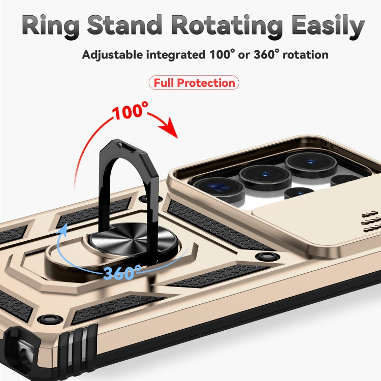 For Samsung Galaxy S25 Ultra 5G Sliding Camshield Holder Phone Case(Gold) by buy2fix