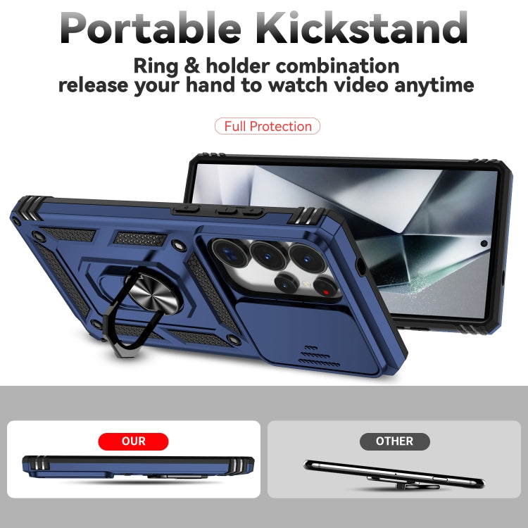 For Samsung Galaxy S25 Ultra 5G Sliding Camshield Holder Phone Case(Blue) by buy2fix