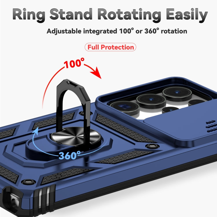 For Samsung Galaxy S25 Ultra 5G Sliding Camshield Holder Phone Case(Blue) by buy2fix