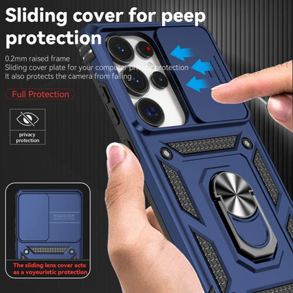 For Samsung Galaxy S25 Ultra 5G Sliding Camshield Holder Phone Case(Blue) by buy2fix