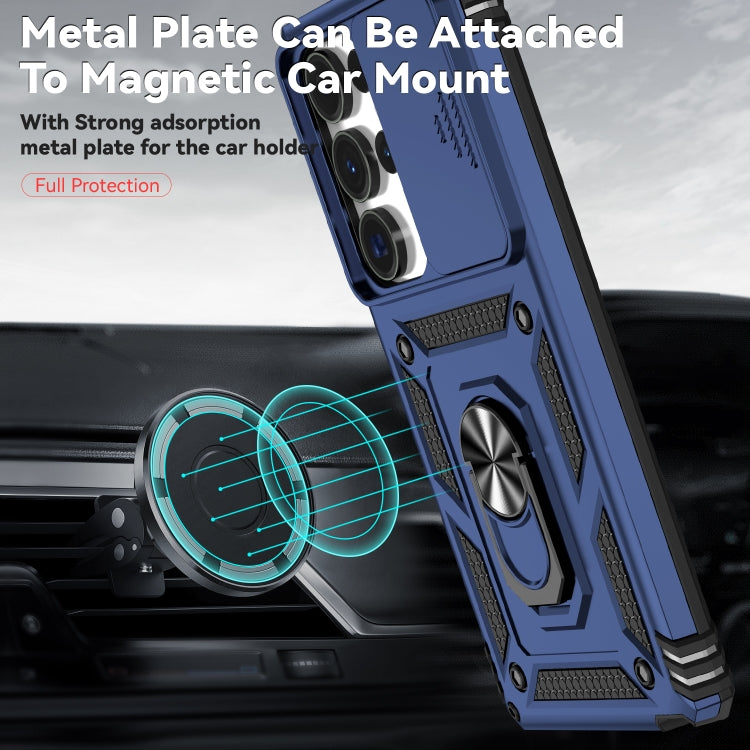 For Samsung Galaxy S25 Ultra 5G Sliding Camshield Holder Phone Case(Blue) by buy2fix