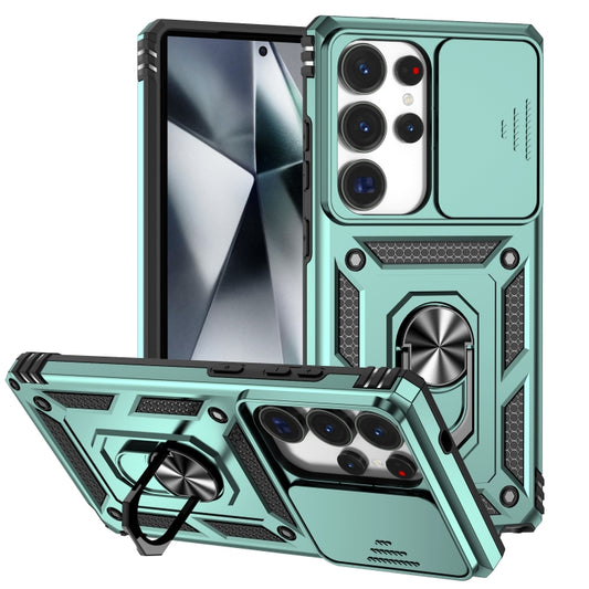 For Samsung Galaxy S25 Ultra 5G Sliding Camshield Holder Phone Case(Green) by buy2fix