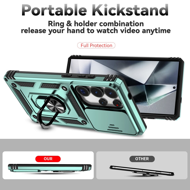 For Samsung Galaxy S25 Ultra 5G Sliding Camshield Holder Phone Case(Green) by buy2fix