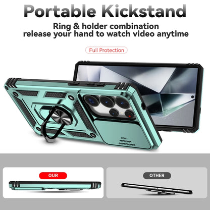 For Samsung Galaxy S25 Ultra 5G Sliding Camshield Holder Phone Case(Green) by buy2fix