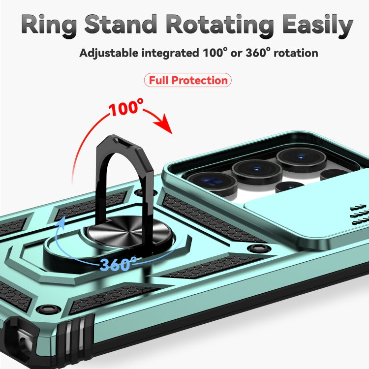 For Samsung Galaxy S25 Ultra 5G Sliding Camshield Holder Phone Case(Green) by buy2fix