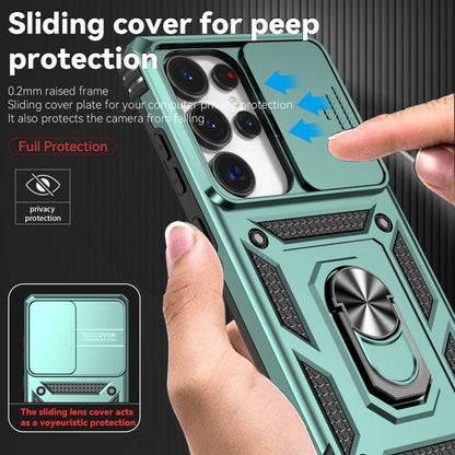 For Samsung Galaxy S25 Ultra 5G Sliding Camshield Holder Phone Case(Green) by buy2fix