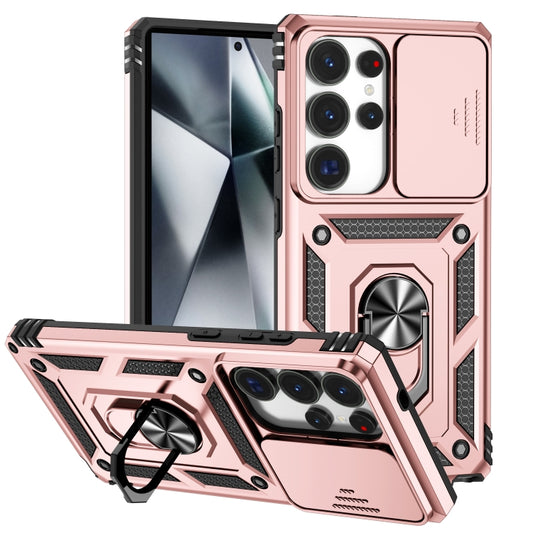For Samsung Galaxy S25 Ultra 5G Sliding Camshield Holder Phone Case(Rose Gold) by buy2fix