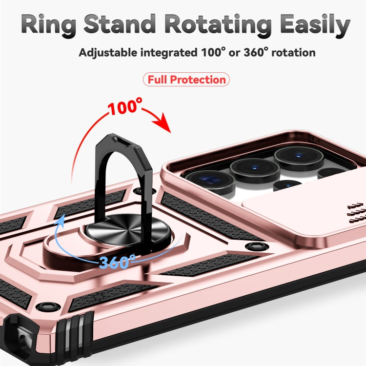 For Samsung Galaxy S25 Ultra 5G Sliding Camshield Holder Phone Case(Rose Gold) by buy2fix