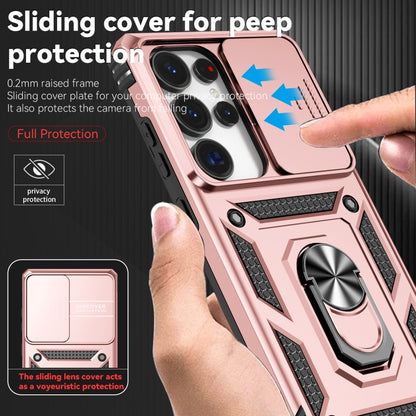 For Samsung Galaxy S25 Ultra 5G Sliding Camshield Holder Phone Case(Rose Gold) by buy2fix