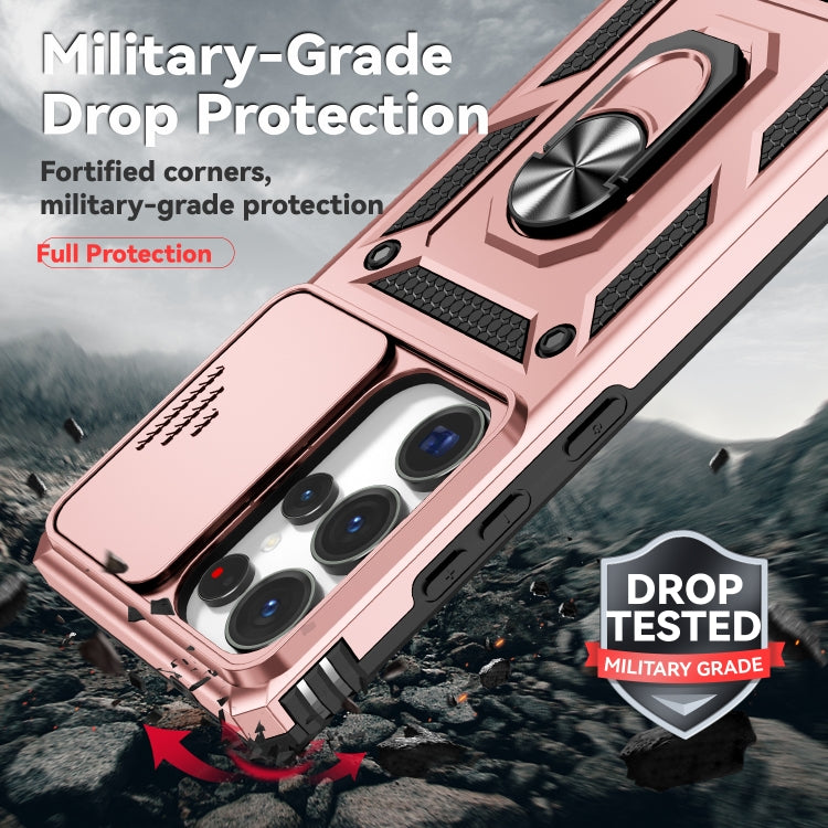 For Samsung Galaxy S25 Ultra 5G Sliding Camshield Holder Phone Case(Rose Gold) by buy2fix