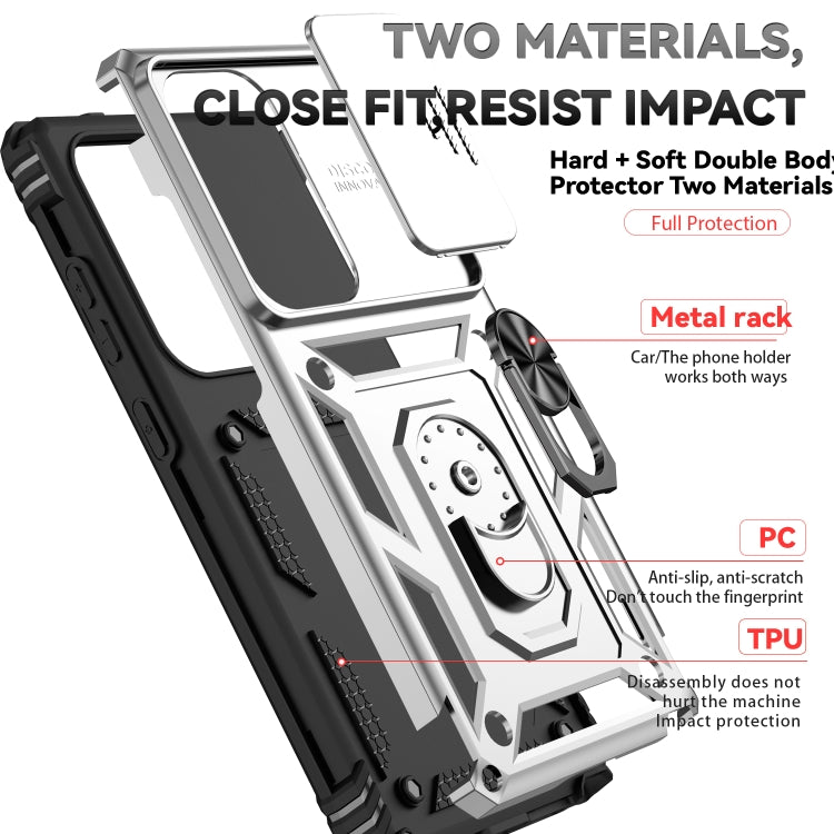 For Samsung Galaxy S25 Ultra 5G Sliding Camshield Holder Phone Case(Silver) by buy2fix