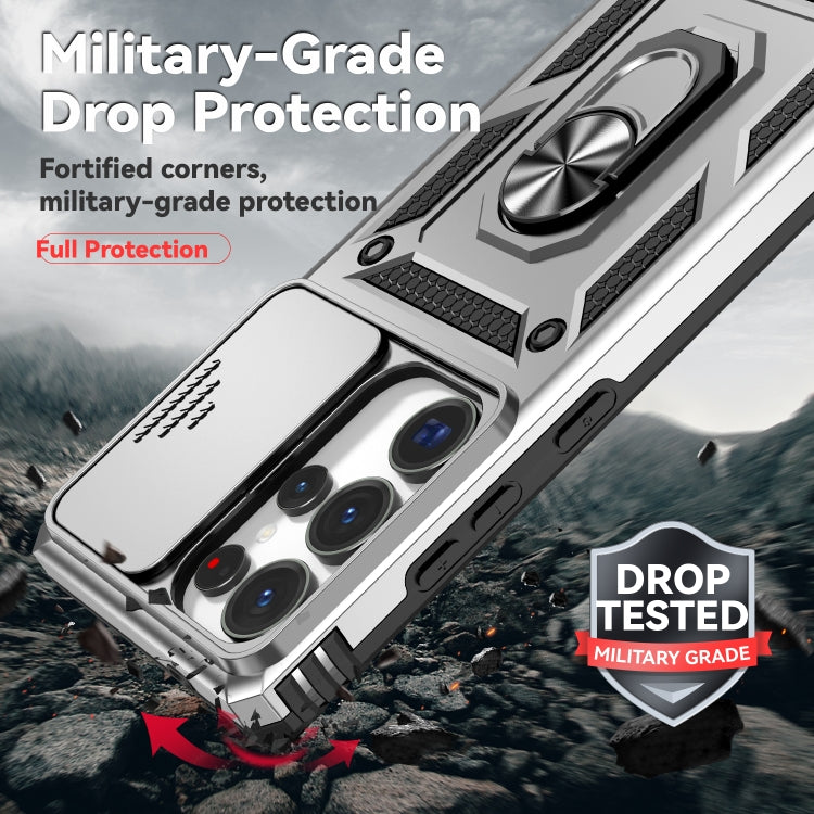 For Samsung Galaxy S25 Ultra 5G Sliding Camshield Holder Phone Case(Silver) by buy2fix