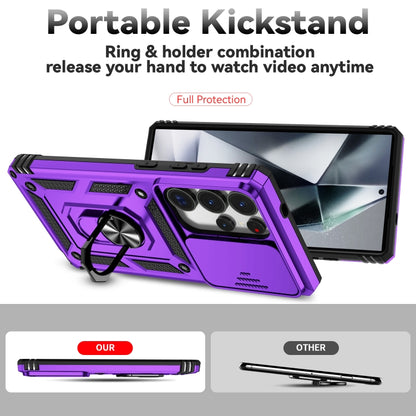 For Samsung Galaxy S25 Ultra 5G Sliding Camshield Holder Phone Case(Purple) by buy2fix