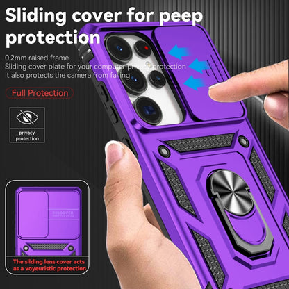 For Samsung Galaxy S25 Ultra 5G Sliding Camshield Holder Phone Case(Purple) by buy2fix