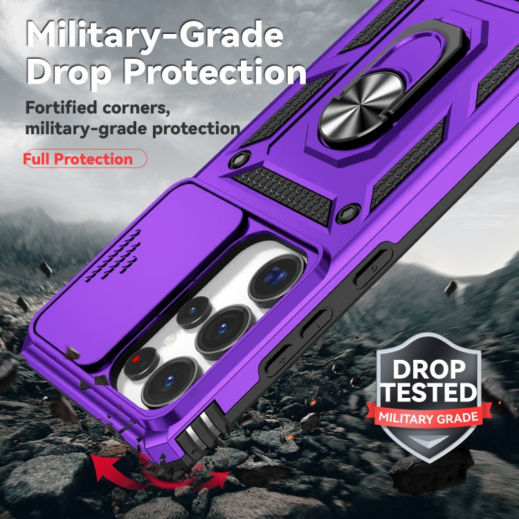 For Samsung Galaxy S25 Ultra 5G Sliding Camshield Holder Phone Case(Purple) by buy2fix