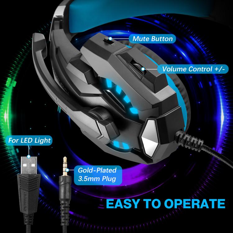 KOTION EACH G9000 Pro On-Ear Gaming Headset with Mic, Cable Length: About 2.1m(Black Blue) - Multimedia Headset by KOTION EACH | Online Shopping UK | buy2fix