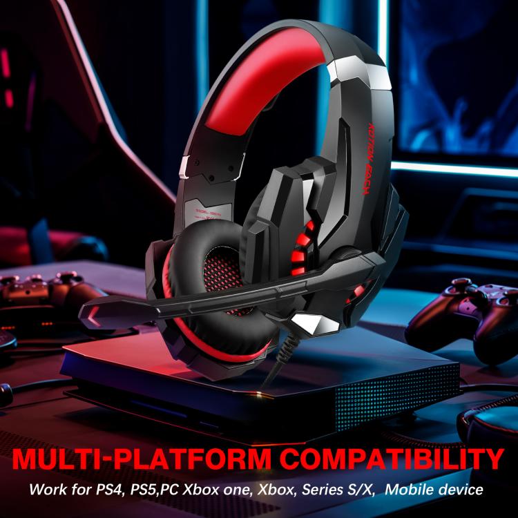 KOTION EACH G9000 Pro On-Ear Gaming Headset with Mic, Cable Length: About 2.1m(Black Red) - Multimedia Headset by KOTION EACH | Online Shopping UK | buy2fix