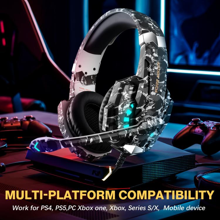 KOTION EACH G9000 Pro On-Ear Gaming Headset with Mic, Cable Length: About 2.1m(Camouflage Grey) - Multimedia Headset by KOTION EACH | Online Shopping UK | buy2fix
