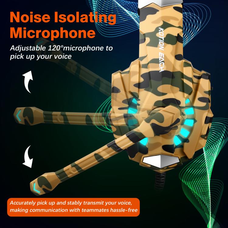 KOTION EACH G9000 Pro On-Ear Gaming Headset with Mic, Cable Length: About 2.1m(Camouflage Yellow) - Multimedia Headset by KOTION EACH | Online Shopping UK | buy2fix