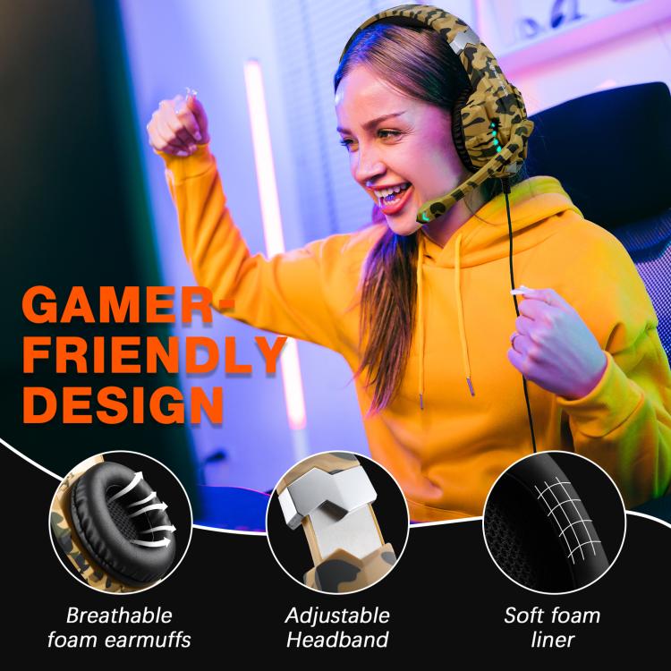 KOTION EACH G9000 Pro On-Ear Gaming Headset with Mic, Cable Length: About 2.1m(Camouflage Yellow) - Multimedia Headset by KOTION EACH | Online Shopping UK | buy2fix
