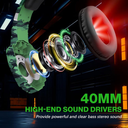 KOTION EACH G9000 Pro On-Ear Gaming Headset with Mic, Cable Length: About 2.1m(Camouflage Green) - Multimedia Headset by KOTION EACH | Online Shopping UK | buy2fix