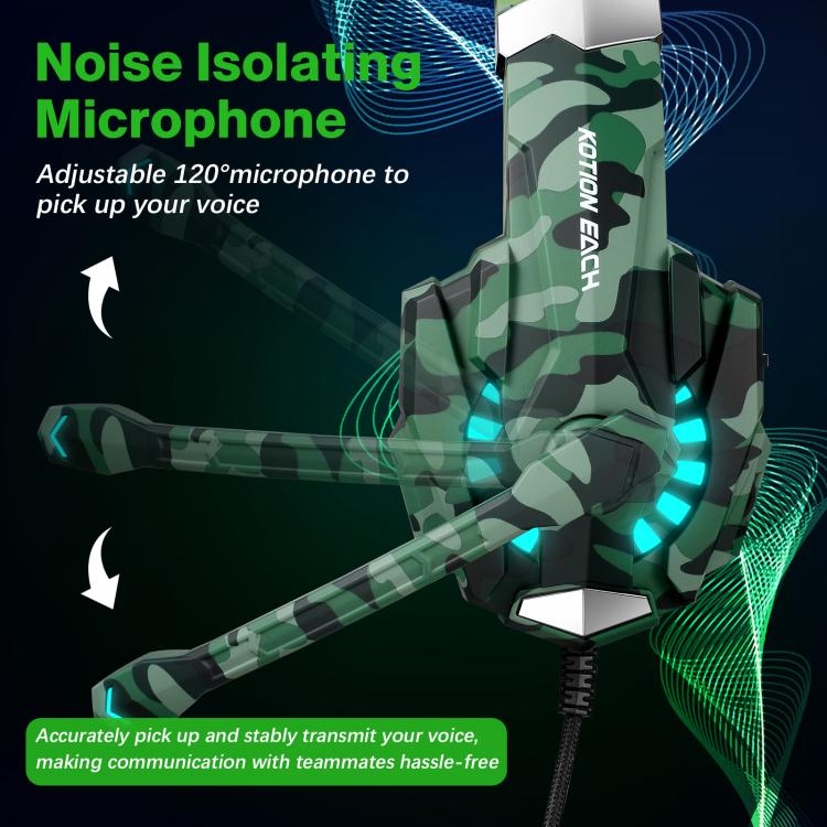 KOTION EACH G9000 Pro On-Ear Gaming Headset with Mic, Cable Length: About 2.1m(Camouflage Green) - Multimedia Headset by KOTION EACH | Online Shopping UK | buy2fix