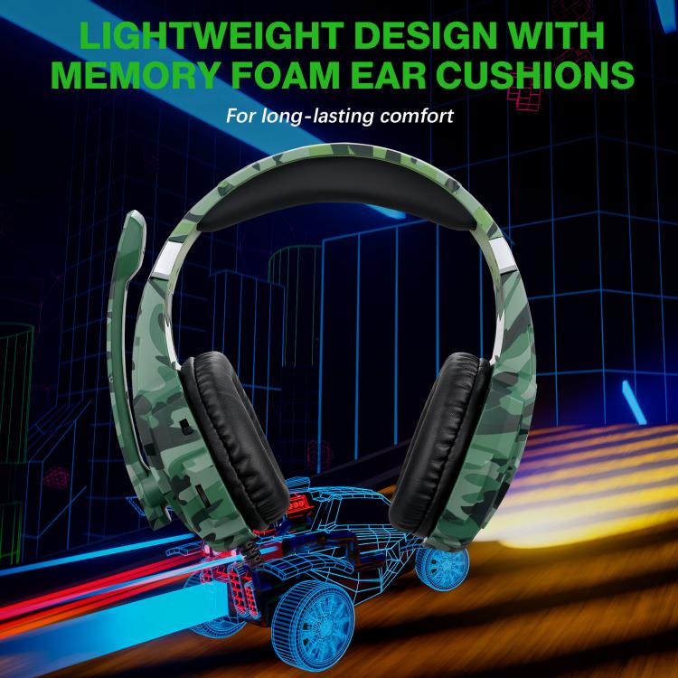 KOTION EACH G9000 Pro On-Ear Gaming Headset with Mic, Cable Length: About 2.1m(Camouflage Green) - Multimedia Headset by KOTION EACH | Online Shopping UK | buy2fix