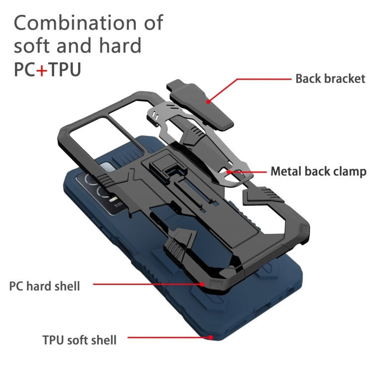 For Samsung Galaxy S25 Ultra 5G Armor Warrior Shockproof PC + TPU Phone Case(Blue) by buy2fix