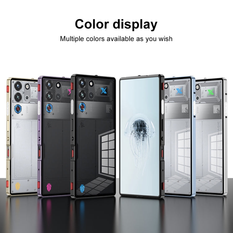 For ZTE nubia Red Magic 10 Pro / 10 Pro+ Snap Buckle Metal Frame Glass Back Panel Phone Case(Dark Purple) - ZTE Cases by buy2fix | Online Shopping UK | buy2fix