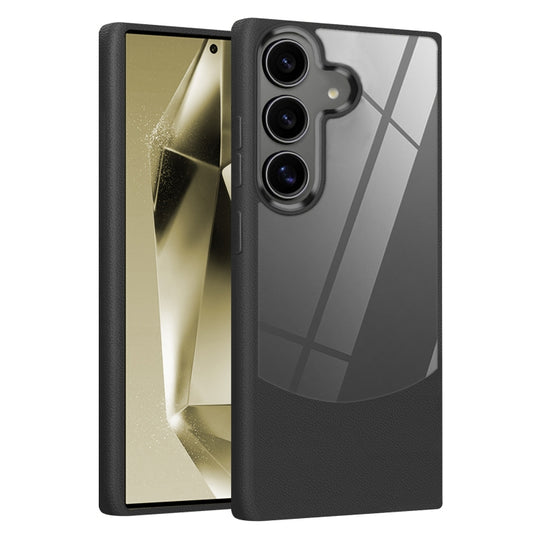 For Samsung Galaxy S25 5G Litchi Texture TPU Hybrid Acrylic Phone Case(Black) by buy2fix