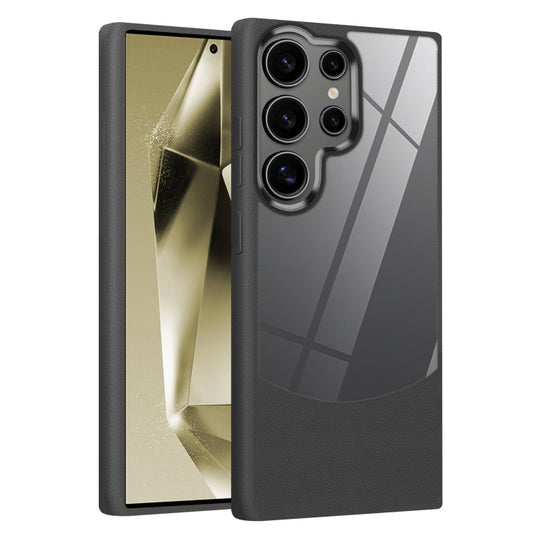 For Samsung Galaxy S25 Ultra 5G Litchi Texture TPU Hybrid Acrylic Phone Case(Black) by buy2fix