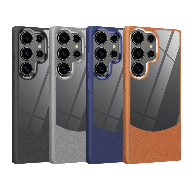 For Samsung Galaxy S25 Ultra 5G Litchi Texture TPU Hybrid Acrylic Phone Case(Grey) by buy2fix