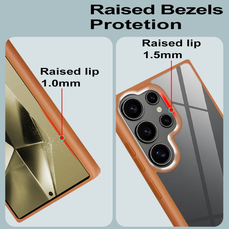 For Samsung Galaxy S25 5G Litchi Texture TPU Hybrid Acrylic Phone Case(Grey) by buy2fix